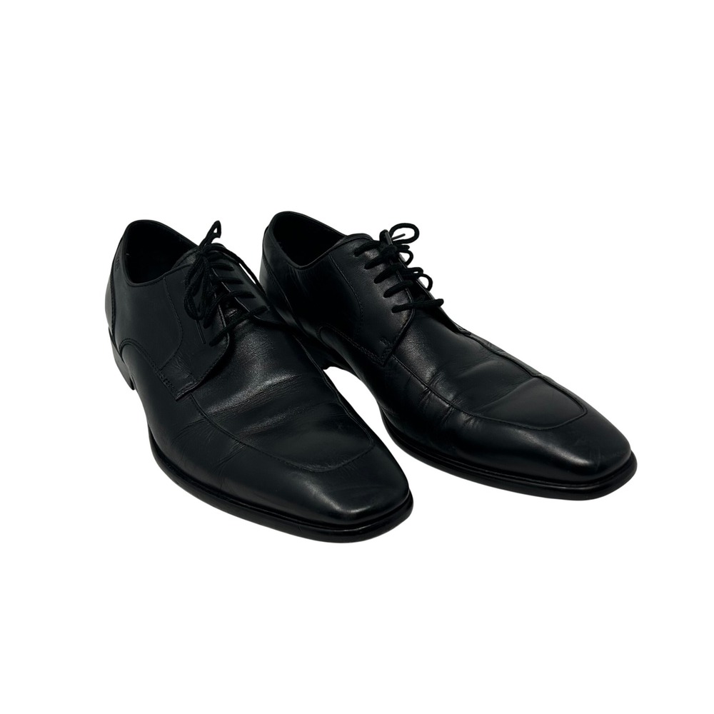 Hugo Boss Mens Black Leather Square Apron Toe Derby Dress Shoes Size 8.5 US